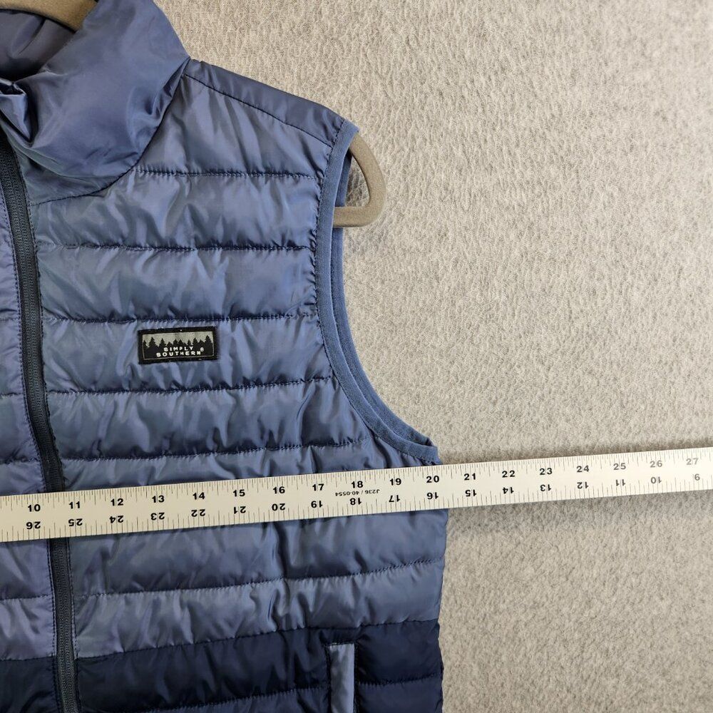 Simply Southern Vest Mens S Blue Two Tone Puffer Quilted Western Cowboy Ranch - Picture 11 of 14